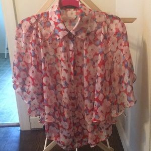 Ark & Co Floral Print Sheer Blouse